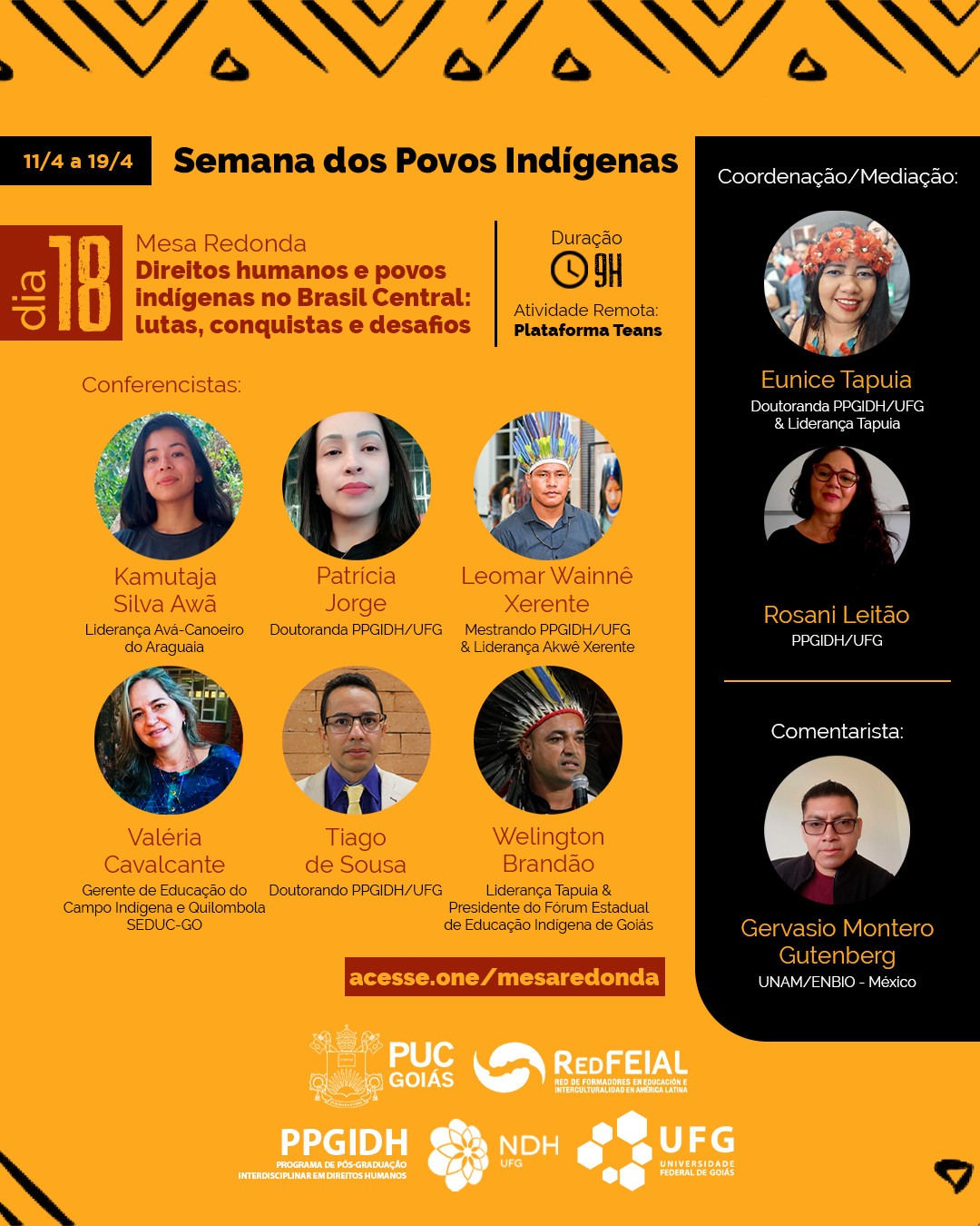 PPGIDH/UFG e RedFEIAL integram mesa redonda na Semana dos Povos Indígenas da PUC-Goiás